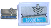 Picture of the pin and patch for 19,000 Kilometers