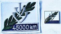 Picture of the pin and patch for 45,000 Kilometers