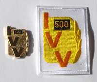 Picture of the pin and patch for 500 Events