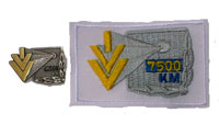 Picture of the pin and patch for 7,500 Kilometers